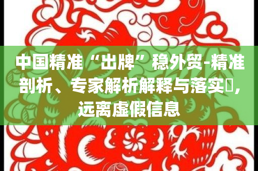 中國精準“出牌”穩(wěn)外貿(mào)-精準剖析、專家解析解釋與落實?,遠離虛假信息