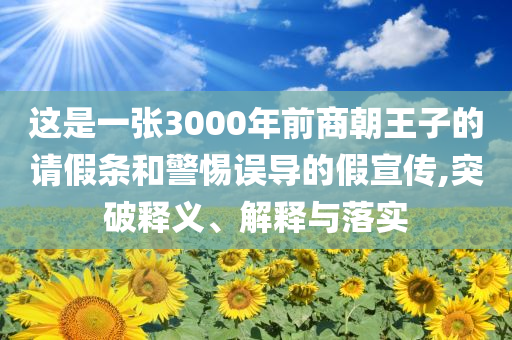 這是一張3000年前商朝王子的請假條和警惕誤導(dǎo)的假宣傳,突破釋義、解釋與落實