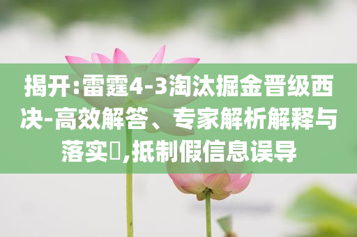 揭開(kāi):雷霆4-3淘汰掘金晉級(jí)西決-高效解答、專家解析解釋與落實(shí)?,抵制假信息誤導(dǎo)