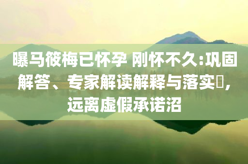 曝馬筱梅已懷孕 剛懷不久:鞏固解答、專家解讀解釋與落實(shí)?,遠(yuǎn)離虛假承諾沼