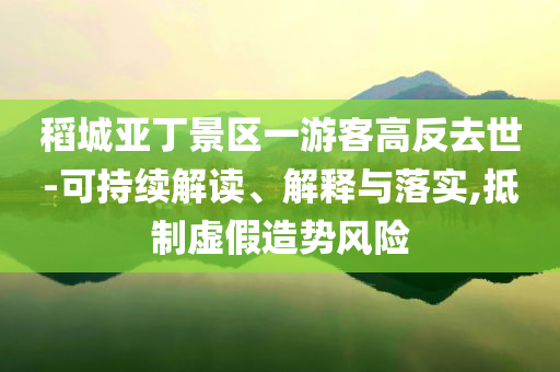 稻城亞丁景區(qū)一游客高反去世-可持續(xù)解讀、解釋與落實(shí),抵制虛假造勢(shì)風(fēng)險(xiǎn)