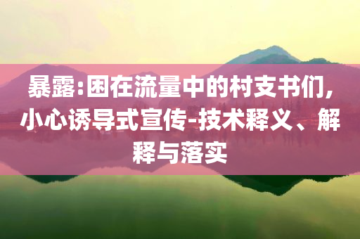 暴露:困在流量中的村支書們,小心誘導(dǎo)式宣傳-技術(shù)釋義、解釋與落實(shí)