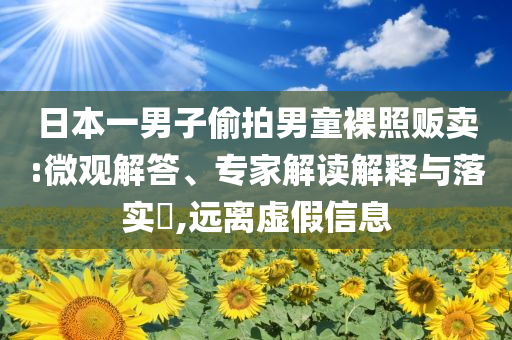 日本一男子偷拍男童裸照販賣:微觀解答、專家解讀解釋與落實?,遠離虛假信息