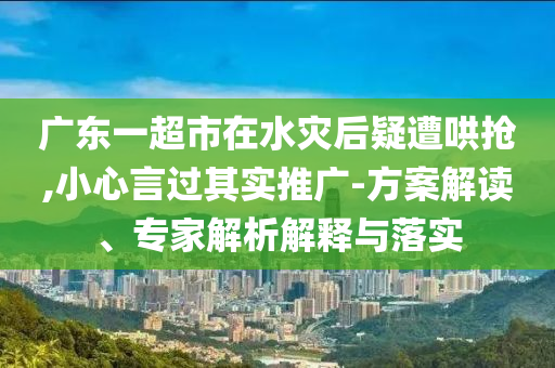 廣東一超市在水災后疑遭哄搶,小心言過其實推廣-方案解讀、專家解析解釋與落實