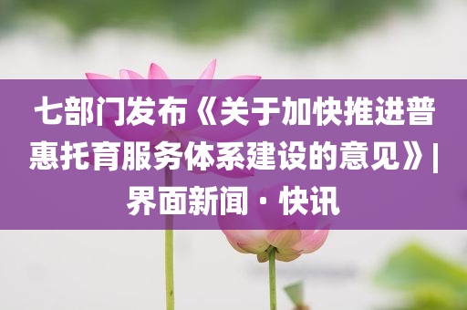 七部門發(fā)布《關(guān)于加快推進(jìn)普惠托育服務(wù)體系建設(shè)的意見》|界面新聞 · 快訊