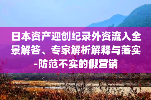 日本資產(chǎn)迎創(chuàng)紀(jì)錄外資流入全景解答、專家解析解釋與落實-防范不實的假營銷