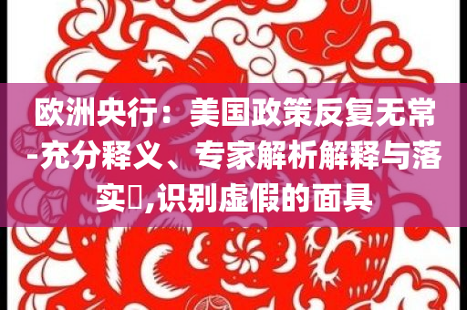 歐洲央行：美國政策反復無常-充分釋義、專家解析解釋與落實?,識別虛假的面具