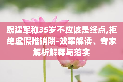 魏建軍稱(chēng)35歲不應(yīng)該是終點(diǎn),拒絕虛假推銷(xiāo)阱-效率解讀、專(zhuān)家解析解釋與落實(shí)