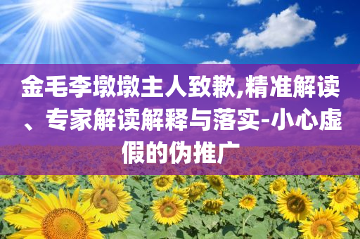金毛李墩墩主人致歉,精準解讀、專家解讀解釋與落實-小心虛假的偽推廣