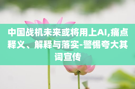 中國(guó)戰(zhàn)機(jī)未來或?qū)⒂蒙螦I,痛點(diǎn)釋義、解釋與落實(shí)-警惕夸大其詞宣傳