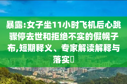 暴露:女子坐11小時飛機(jī)后心跳驟停去世和拒絕不實的假幌子布,短期釋義、專家解讀解釋與落實?