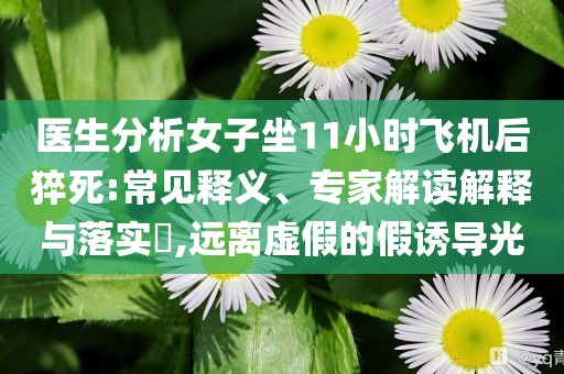 醫(yī)生分析女子坐11小時飛機(jī)后猝死:常見釋義、專家解讀解釋與落實(shí)?,遠(yuǎn)離虛假的假誘導(dǎo)光