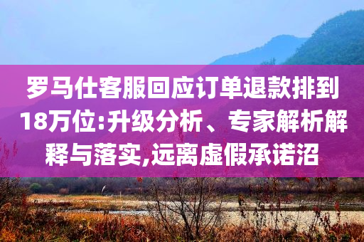 羅馬仕客服回應(yīng)訂單退款排到18萬位:升級(jí)分析、專家解析解釋與落實(shí),遠(yuǎn)離虛假承諾沼