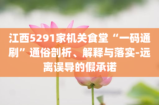 江西5291家機(jī)關(guān)食堂“一碼通刷”通俗剖析、解釋與落實(shí)-遠(yuǎn)離誤導(dǎo)的假承諾