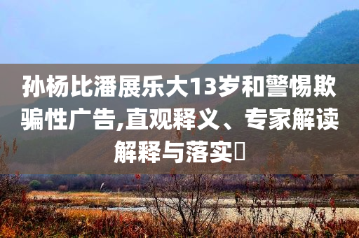 孫楊比潘展樂(lè)大13歲和警惕欺騙性廣告,直觀釋義、專家解讀解釋與落實(shí)?