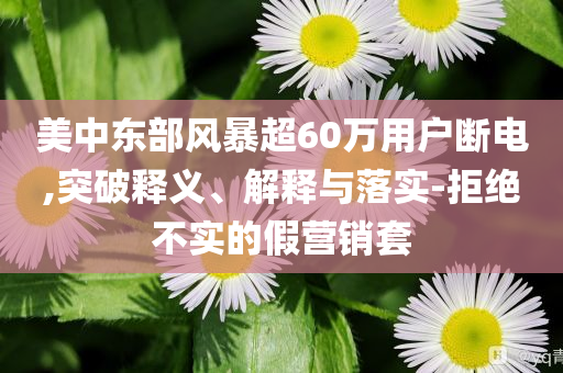 美中東部風暴超60萬用戶斷電,突破釋義、解釋與落實-拒絕不實的假營銷套