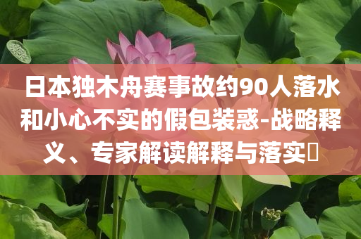 日本獨(dú)木舟賽事故約90人落水和小心不實(shí)的假包裝惑-戰(zhàn)略釋義、專家解讀解釋與落實(shí)?
