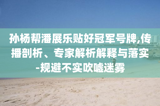 孫楊幫潘展樂貼好冠軍號牌,傳播剖析、專家解析解釋與落實(shí)-規(guī)避不實(shí)吹噓迷霧