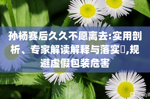 孫楊賽后久久不愿離去:實用剖析、專家解讀解釋與落實?,規(guī)避虛假包裝危害