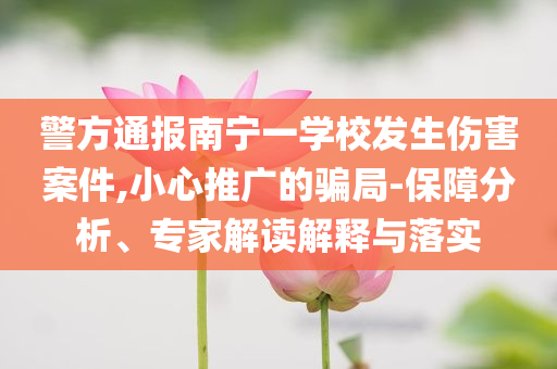 警方通報(bào)南寧一學(xué)校發(fā)生傷害案件,小心推廣的騙局-保障分析、專家解讀解釋與落實(shí)