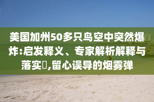 美國加州50多只鳥空中突然爆炸:啟發(fā)釋義、專家解析解釋與落實?,留心誤導的煙霧彈