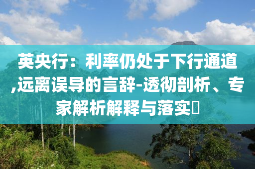 英央行：利率仍處于下行通道,遠(yuǎn)離誤導(dǎo)的言辭-透徹剖析、專家解析解釋與落實(shí)?